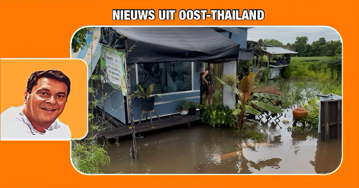 Het plensde gisteren enorm in Rayong, ondanks de overstromingen hielden de Thaise bewoners het hoofd omhoog 