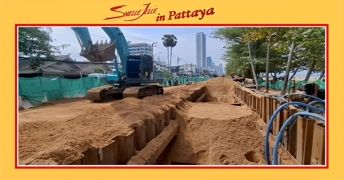 Pattaya gaat onverstoorbaar verder met de vernieuwing van de Beach Road in Jomtien.