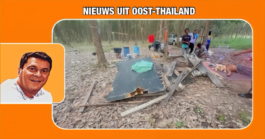 Wilde olifant slaat in Oost-Thailand de schuilhut van een gehandicapte man tegen de grond, de man zelf ligt ter herstel in het ziekenhuis van Rayong