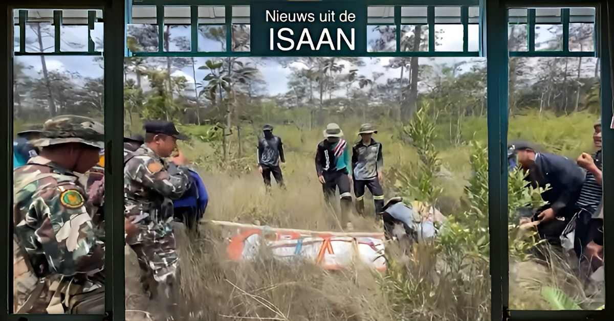 Thaise vrouw tijdens het zoeken naar paddenstoelen in Noordoost-Thailand doodgetrapt door een olifant