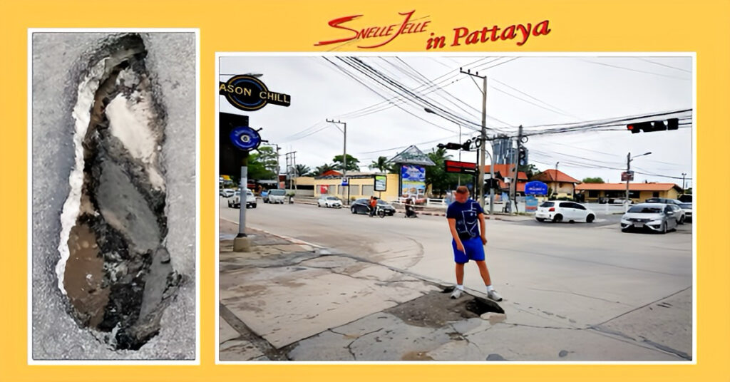 KIJK UIT WAAR JE RIJDT! de gaten en kuilen in de wegen van Pattaya vormen gevaar voor mensenlevens
