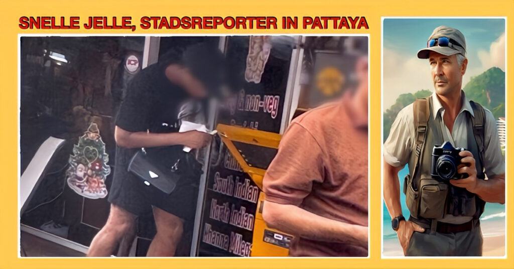 Buitenlandse man molesteert een ATM in Pattaya, nadat de geldautomaat zijn pinpas inslikte.