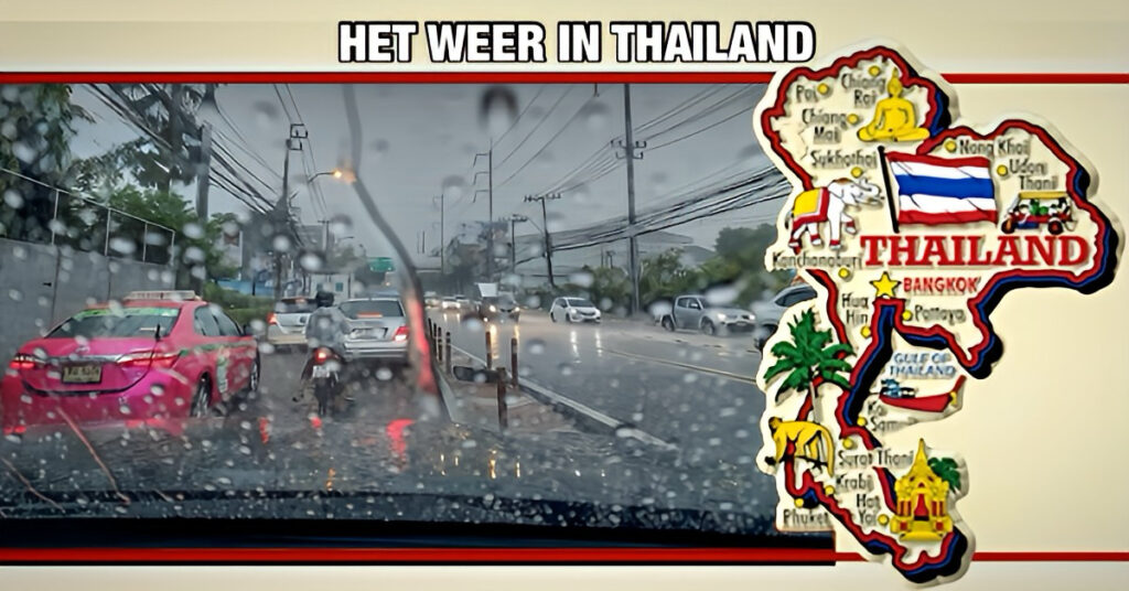 Grote delen van Thailand krijgen vandaag te maken met forse regenval 