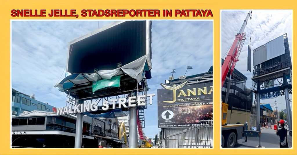 Pattaya sluit ingang Walking Street voor LED-upgrade – zorgen over verkeersveiligheid door fotograferende mensen