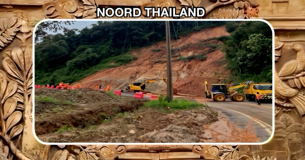 Getroffen gebieden door tropische storm Wipha leiden in Noord-Thailand tot blokkades en aardverschuivingen