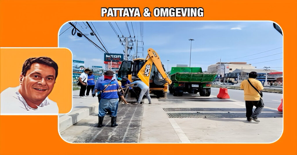 Pattaya maakt zich klaar voor de komst van de tropische storm “Wipha” en is druk bezig met het schoonmaken van het stadsriool.