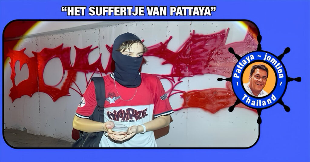 Russische tiener betrapt op het spuiten van graffiti op Pattaya’s Laem Bali Hai-brug, zijn vriend weet te ontsnappen