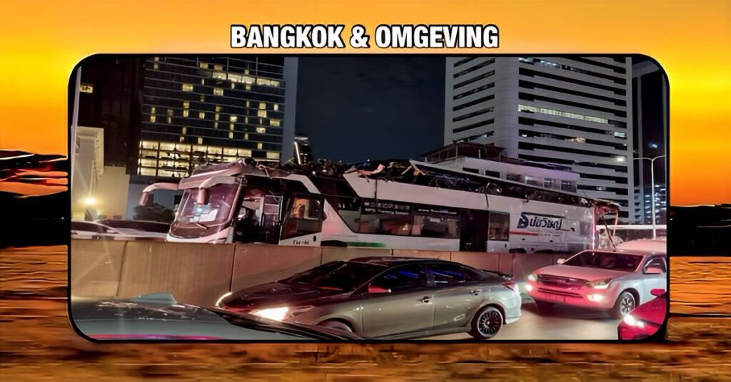 Buschauffeur in Bangkok ontging wat “mind your head” betekende en verloor het bovenste deel van zijn dubbeldekker