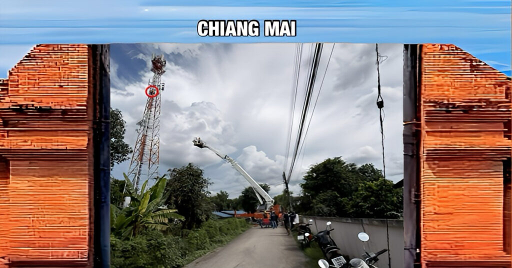 Indrukwekkende redding van een door hitteberoerte getroffen technicus op 30 meter hoge communicatiemast in Noord-Thailand