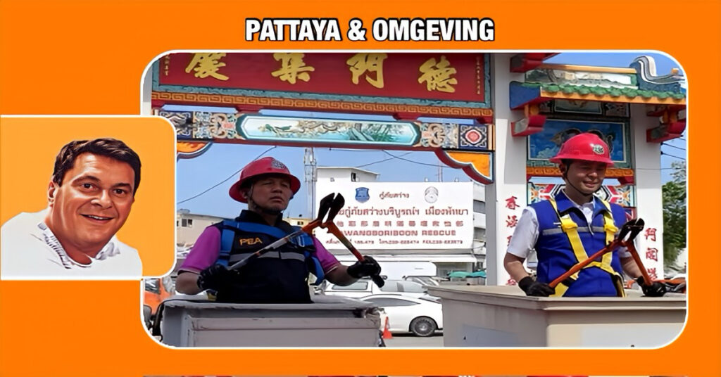 Burgemeester van Pattaya neemt zelf de betonschaar ter hand om de spaghetti kabels over een afstand 1,4 km  te verwijderen 