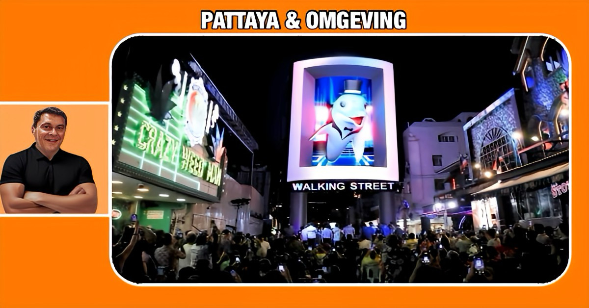 De kustplaats Pattaya onthult een indrukwekkend 3D LED-scherm met de nieuwe stadsdolfijn-mascotte
