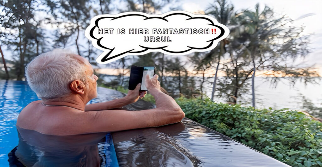 Hier en daar geniet een doorgewinterde oudere expat van het laagseizoen in Pattaya.