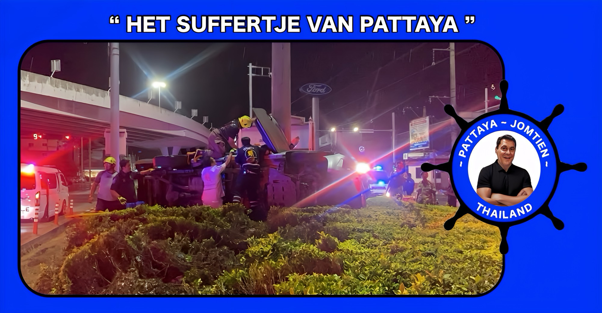 Gehaktballen vlogen over de weg na ongeval in Pattaya