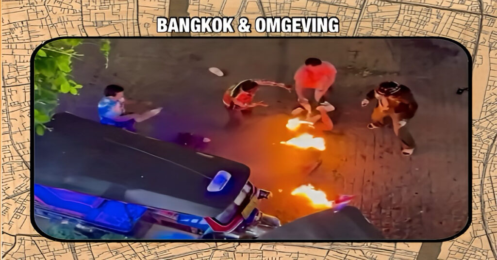 Gestresste Thaise man steekt bij een winkelcentrum in Bangkok twee Maleisische toeristen in brand