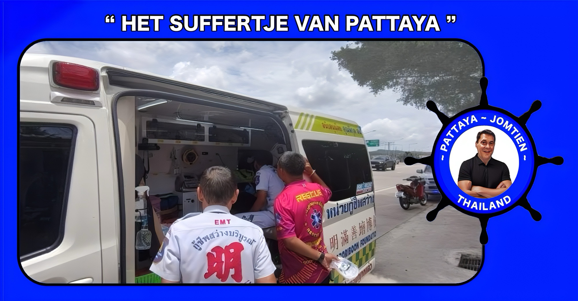 Een bijensteek veranderde de rit van een motorrijder in Pattaya plotseling in een levensbedreigende situatie