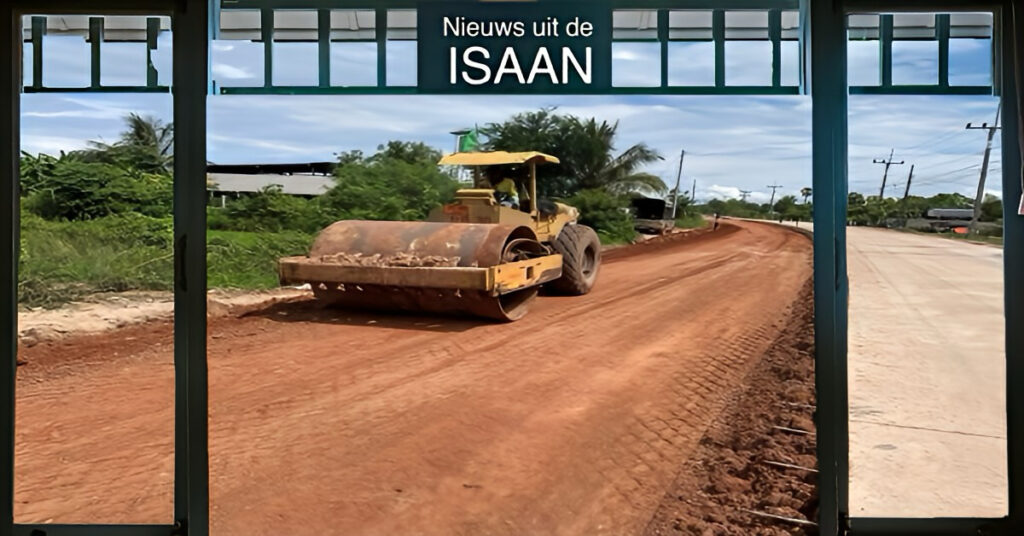 De aanleg van de nieuwe Mekong Scenic Road in Thailand gaat voorspoedig 
