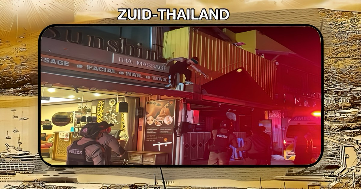 Braziliaanse geveltoerist in Zuid-Thailand gearresteerd na halsbrekende toer op het dak van een massagesalon in Patong