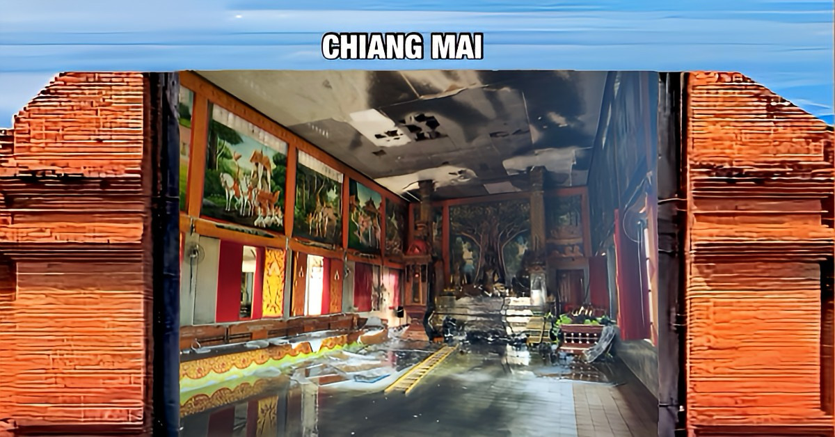 Een brand als gevolg van kortsluiting in een historische tempel in Noord-Thailand heeft geleid tot aanzienlijke schade aan enkele waardevolle artefacten.