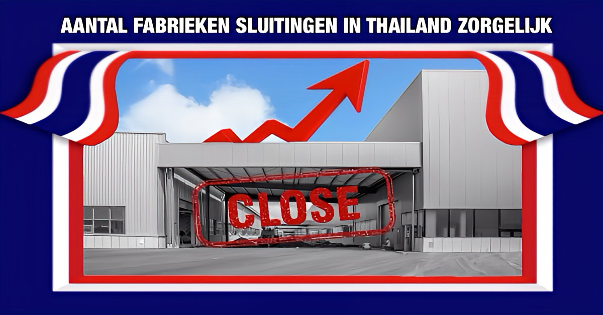 Fabriekssluitingen in Thailand bereiken recordhoogtes, voor het eerst in jaren evenveel als het aantal nieuwe bedrijfs-opstartingen