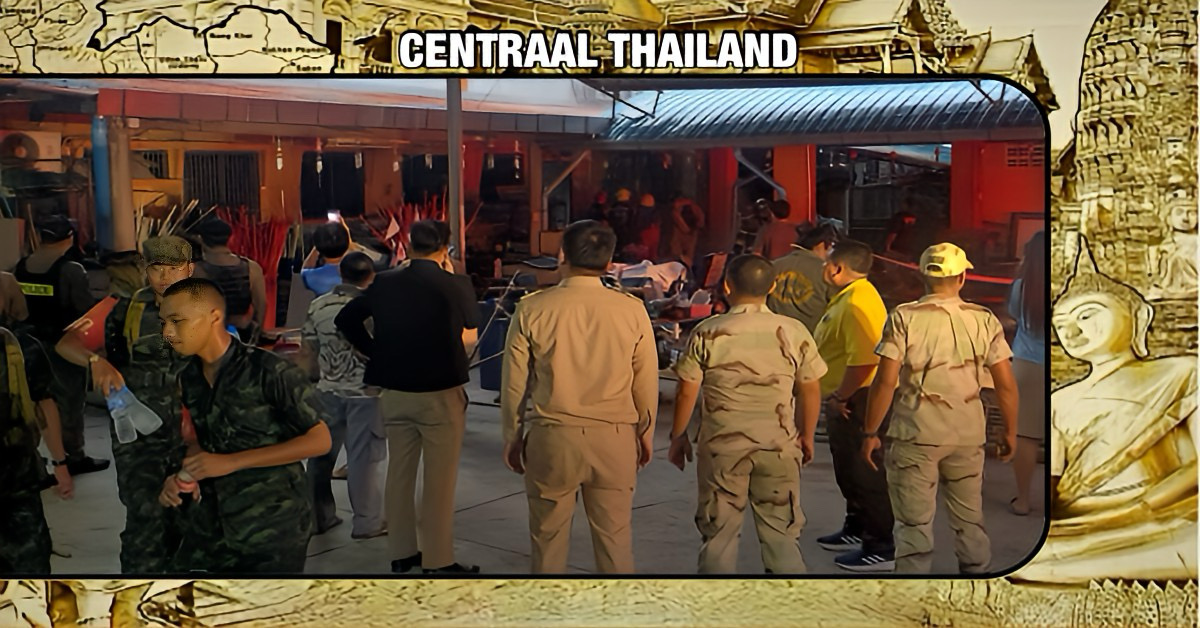 Moeder en kind sprongen in Centraal-Thailand van de tweede verdieping om aan het vuur in een schooldirecteurswoning te ontsnappen