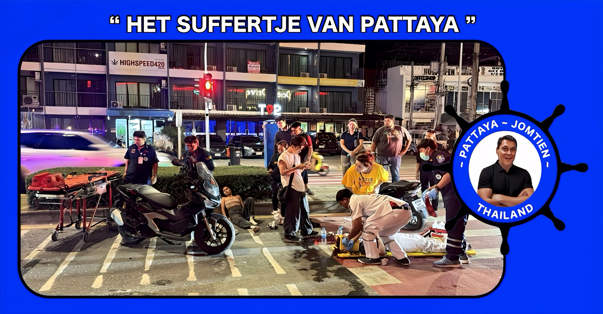 Twee buitenlandse mannen zijn na het veroorzaken van een motorongeluk in Pattaya gevlucht, waarbij ze een gewonde Thaise vrouw en een zakje cannabis achterlieten.