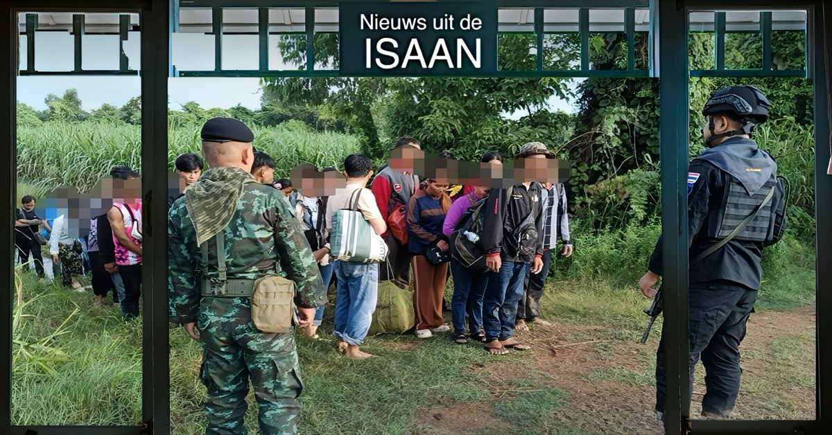 Thaisoldaten hebben 38 Cambodjaanse mensen aangehouden die, wanhopig en hongerig, probeerden Thailand binnen te komen.