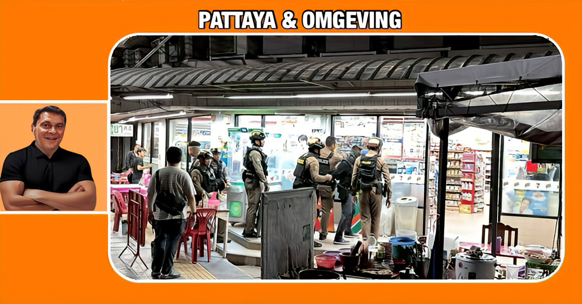 Gewapende Chinese man dringt 7-Eleven aqn Thepprasit Road in Pattaya binnen, de politie reageerde alert!