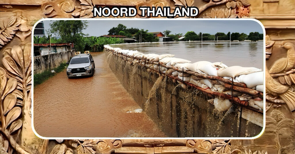 Sukhothai, gelegen in Noord-Thailand, is getroffen door zware overstromingen nadat de Yom-rivier buiten zijn oevers is getreden.