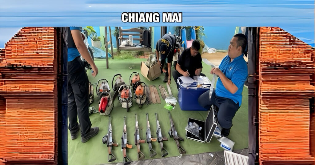 De digitale politie heeft een man in Noord-Thailand gearresteerd wegens de illegale online verkoop van kettingzagen