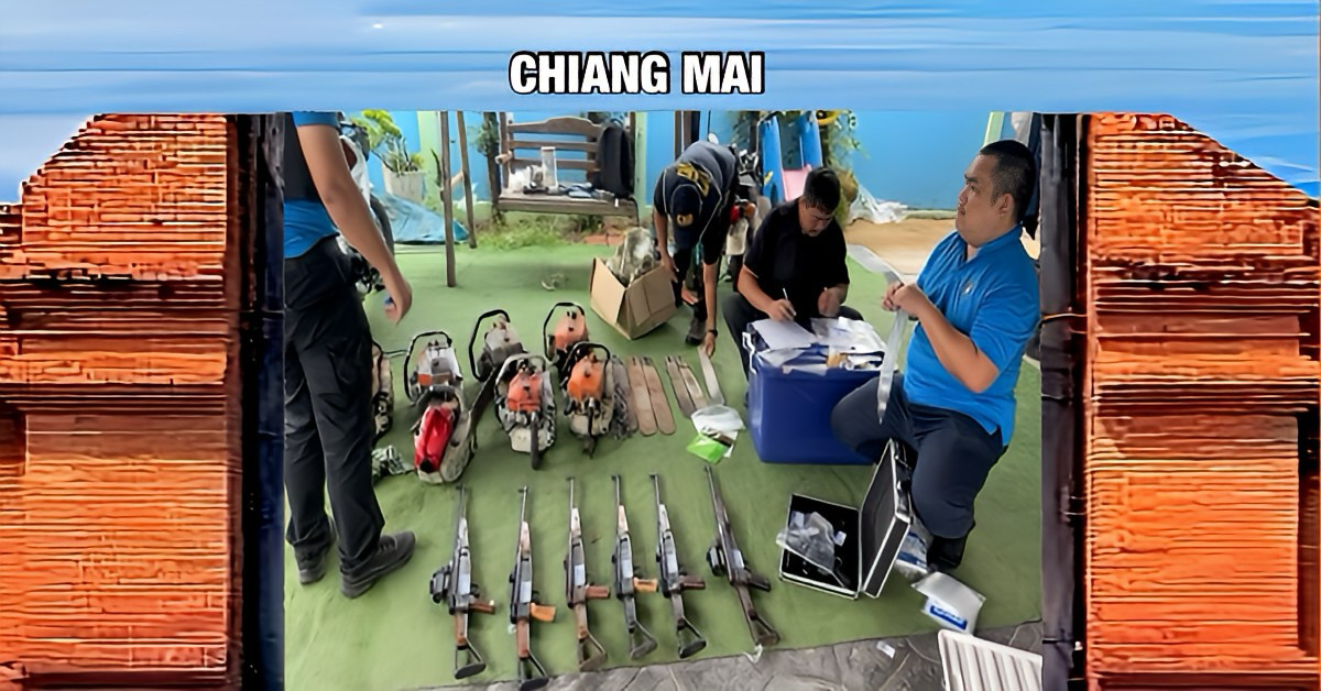 De digitale politie heeft een man in Noord-Thailand gearresteerd wegens de illegale online verkoop van kettingzagen