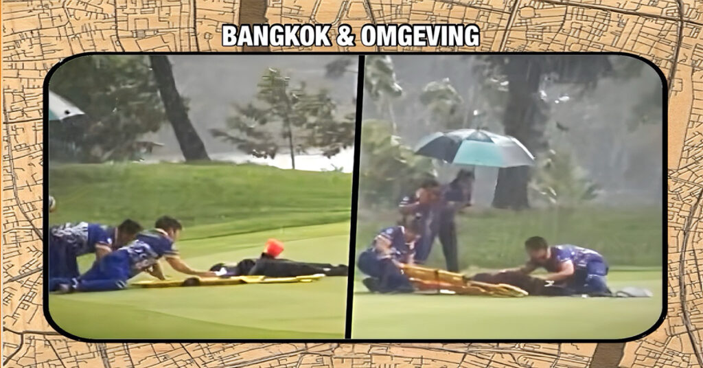Een caddie op een golfbaan in Thailand wordt door bliksem getroffen en beland op de intensive care van een ziekenhuis in Bangkok.
