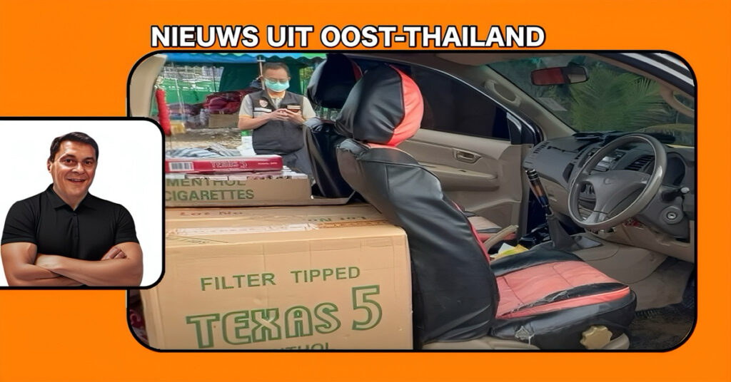 Smokkelbende in Oost-Thailand met illegale sigaretten en 7 miljoen baht in een reserveband opgepakt