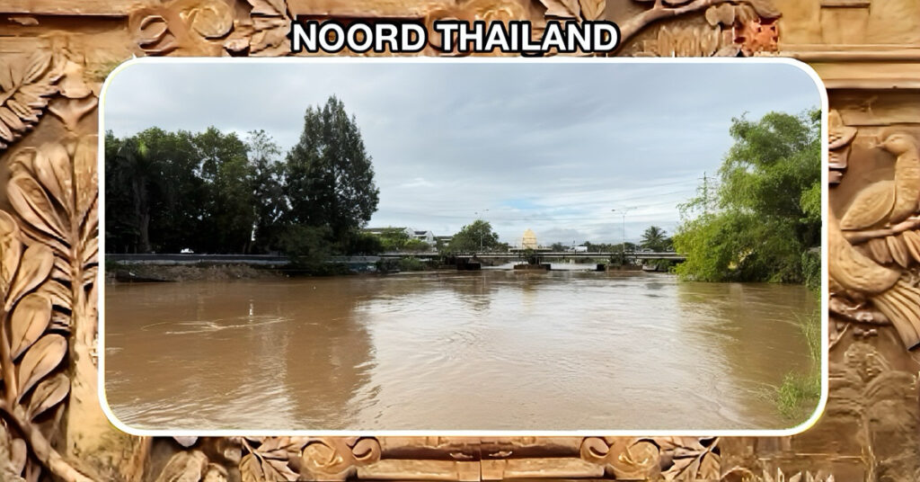 De Ping-rivier in Noord-Thailand blijft onder kritiek niveau, de stad Chiang Mai waarschuwt voor nieuwe overstromingen ondanks lichte daling van het waterpeil