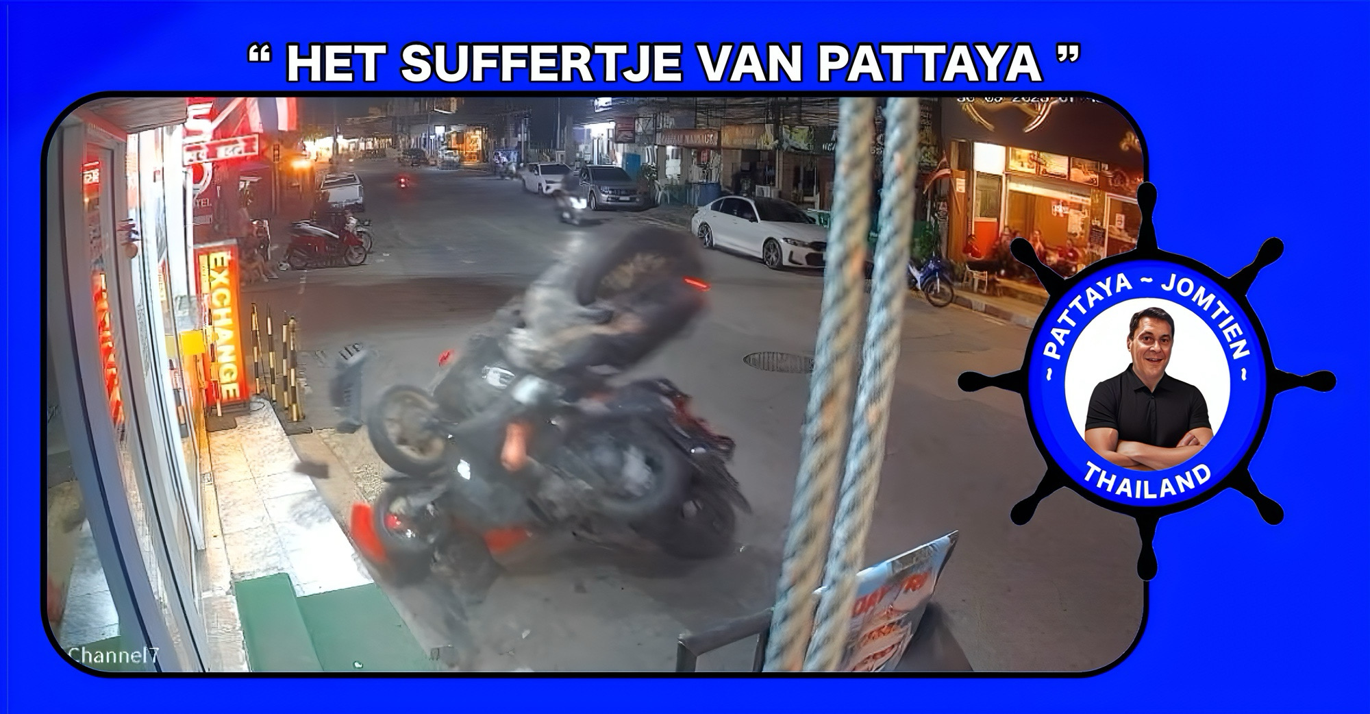 Dronken Thaise vrouw botste vanmorgen in Pattaya met haar Yamaha N-MAX tegen drie geparkeerde motorfietsen