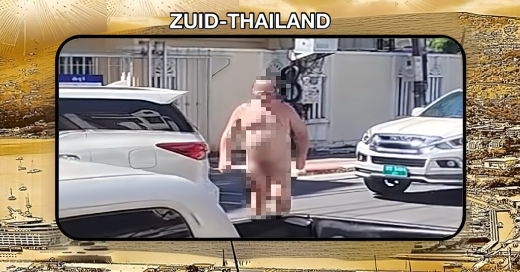 Naakte buitenlander veroorzaakt opschudding in Zuid-Thailand en valt een agent aan