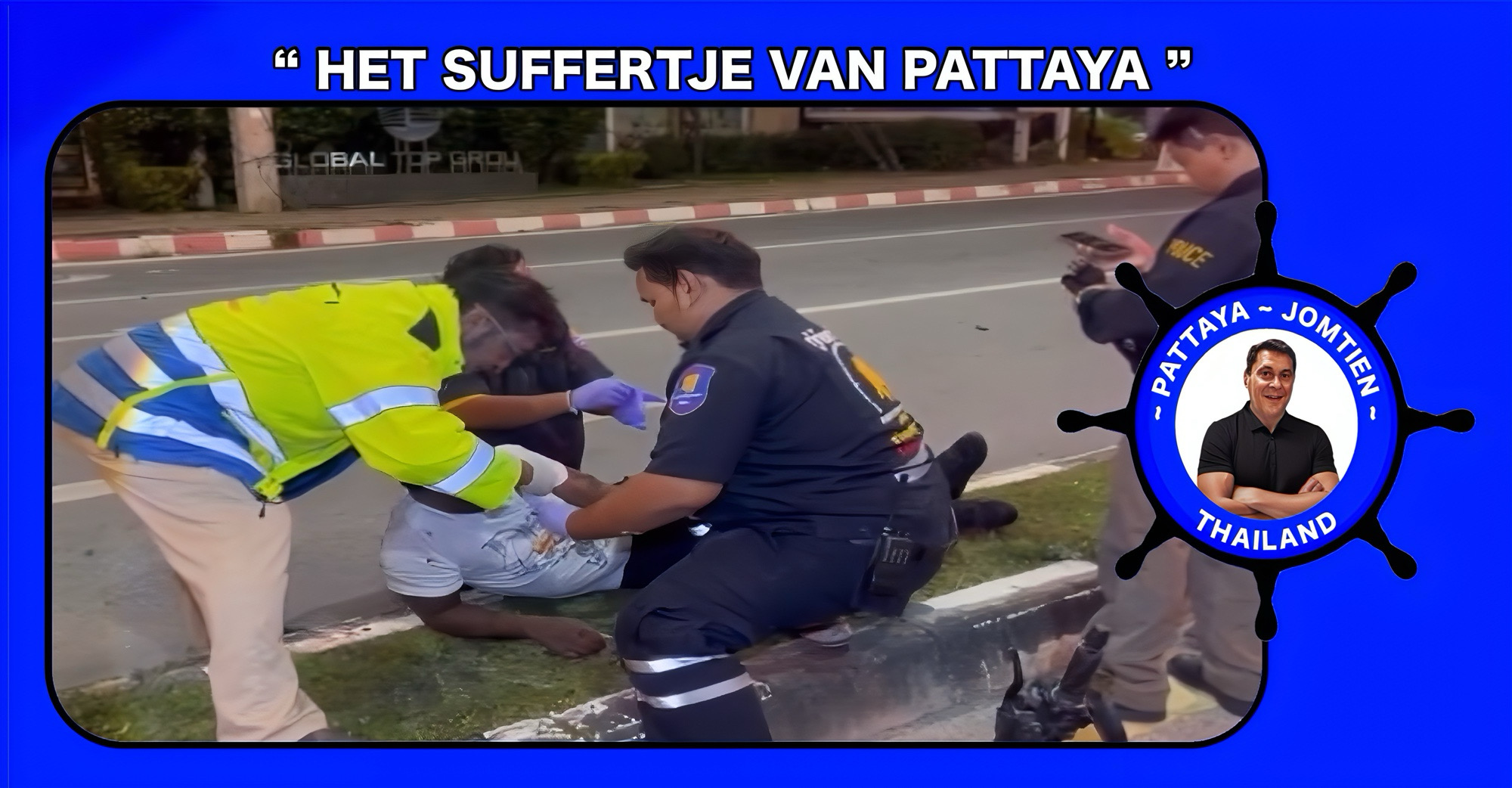 Amerikaanse motorrijder gewond door onvoorzichtig rijgedrag op Thappraya Road in Pattaya