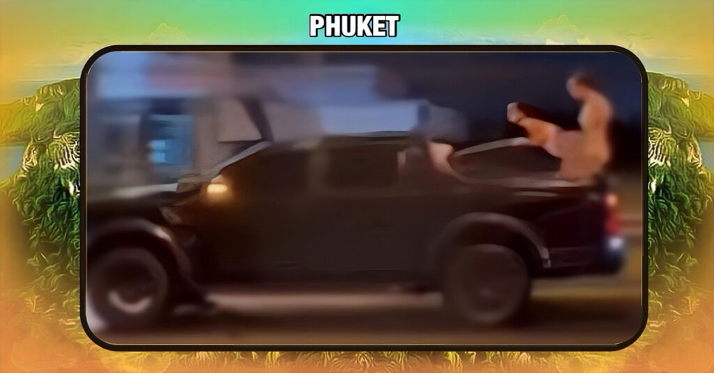 Buitenlanders filmden een sekskoppel achterin een pick-uptruck terwijl ze over een weg in Phuket reden, de politie is dringend op zoek naar de daders.
