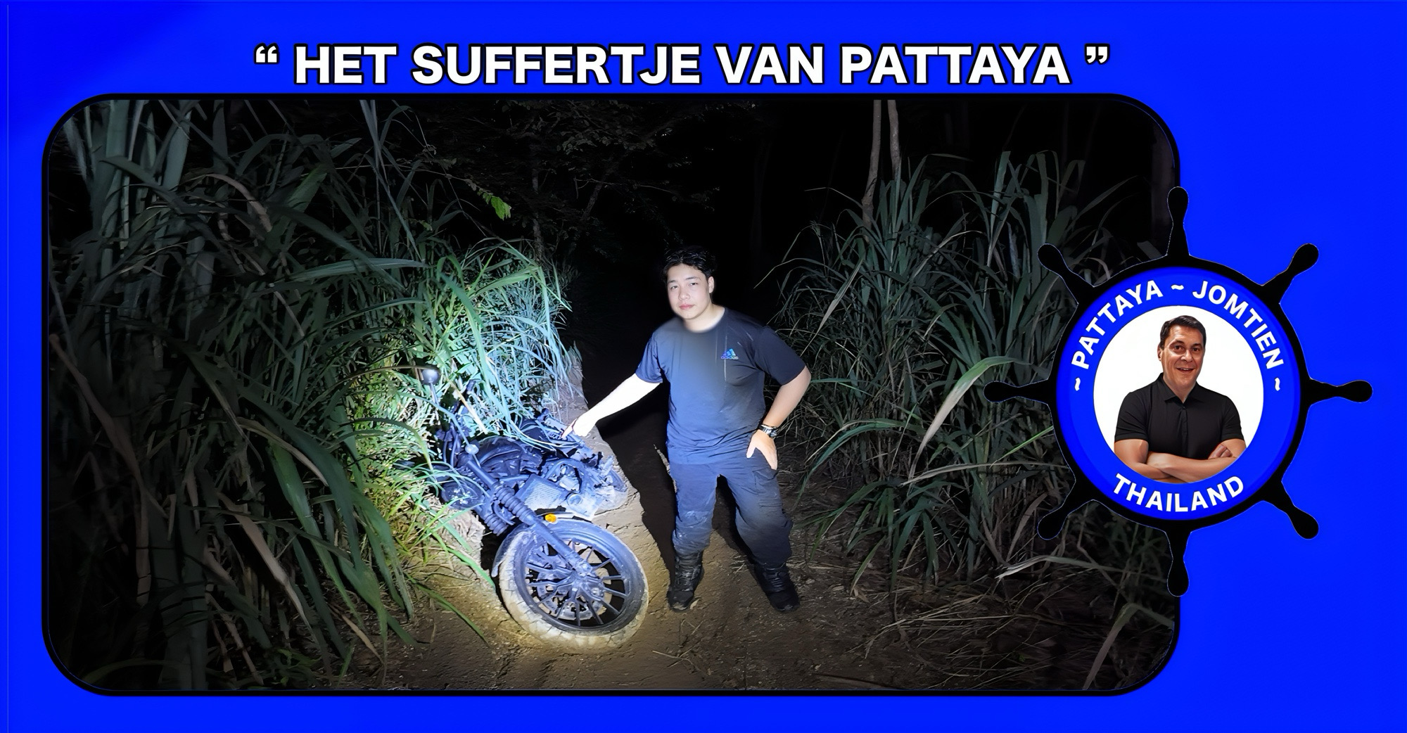 GPS Signaal brengt een motorrijder in Pattaya op een dwaalspoor, toegesnelde hulpdienst brachten hem weer op de been 