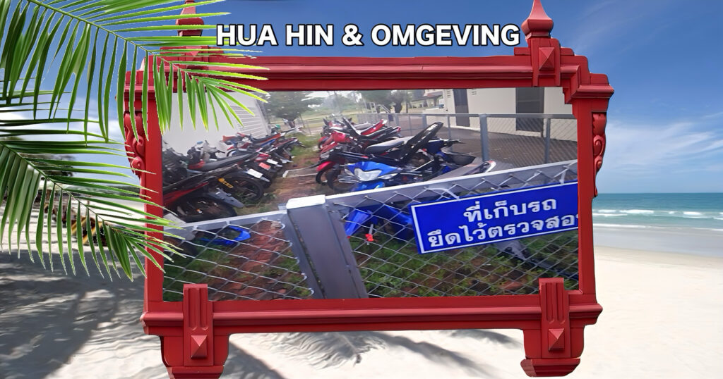 Vrouw in centraal Thailand beklaagt zich dat zij haar motorfiets in losse onderdelen van de politie terugkreeg