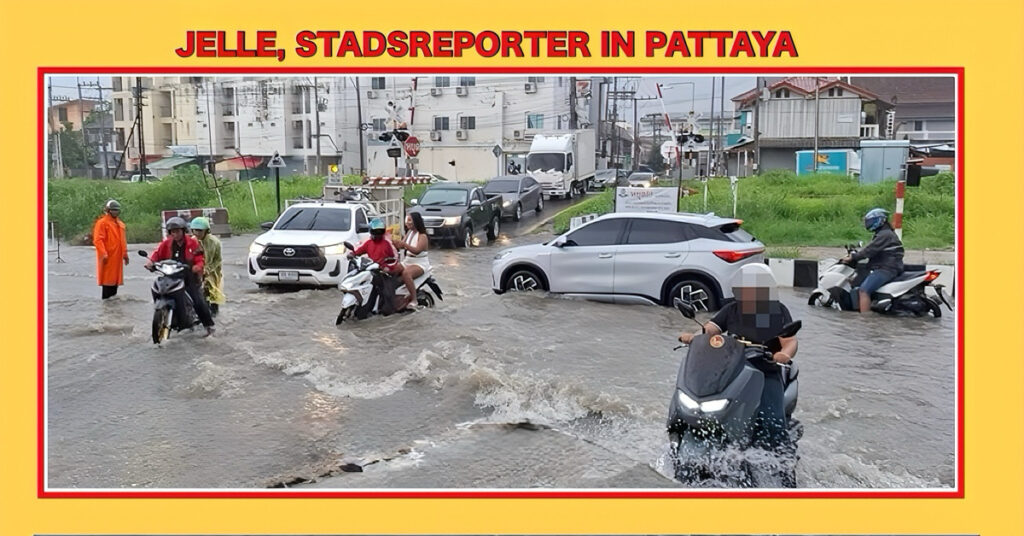 De kustplaats Pattaya blijft gebukt gaan onder de aanhoudende regens, overstromingen verstoren het verkeer 