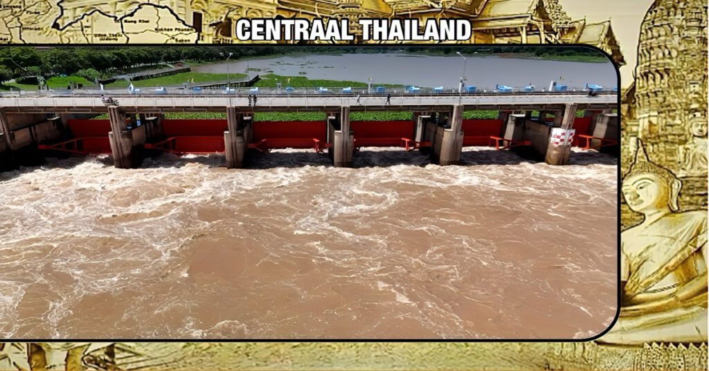 De Chao Phraya dam in Centraal Thailand is bijna vol, de situatie wordt nijpend