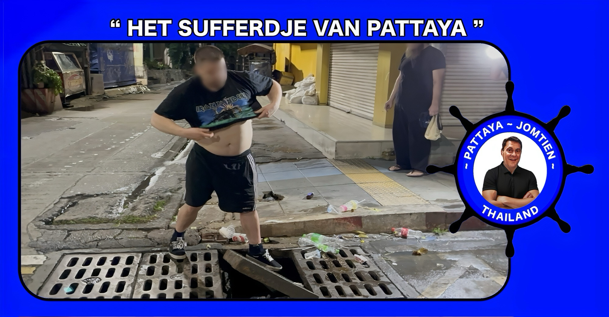 Duitse toerist gewond door omklappend rioolrooster in Pattaya