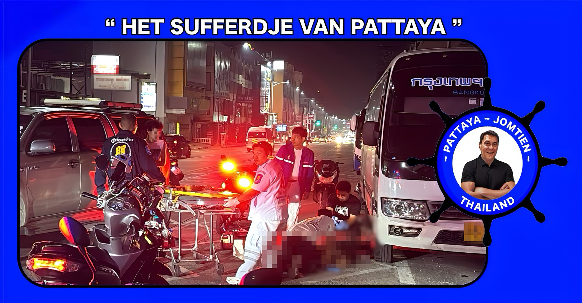 Dakloze vrouw aangereden door motorrijdster in Pattaya, allebei belandde in het ziekenhuis