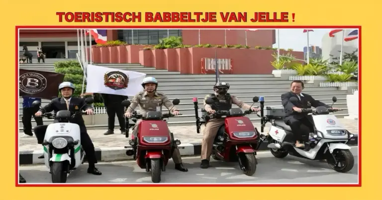 Duurzaamheid voorop in Pattaya, de stadspolitie neemt tien gedoneerde elektrische motorfietsen in ontvangst