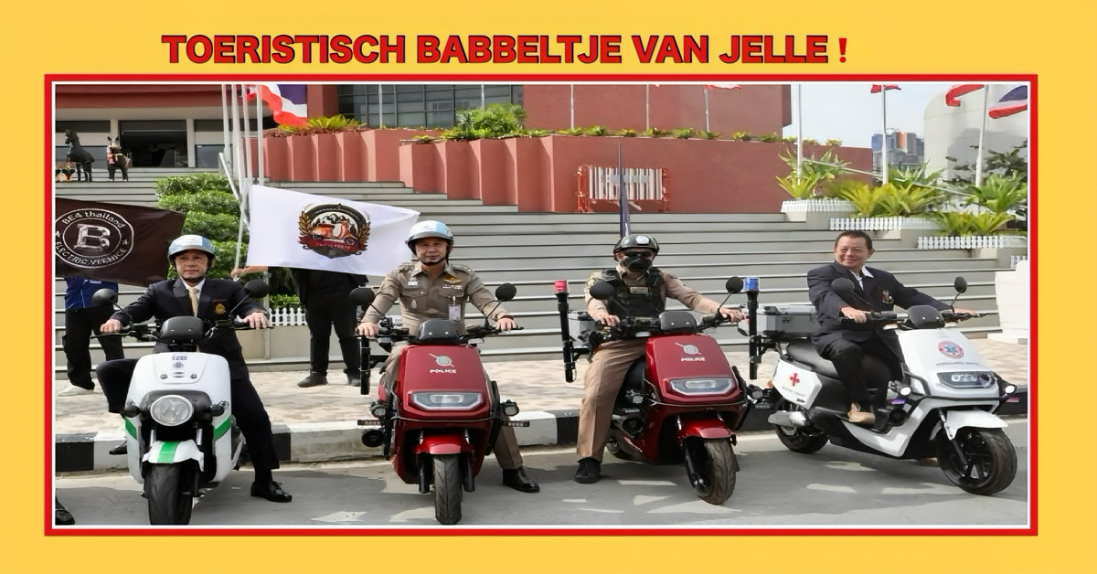 Duurzaamheid voorop in Pattaya, de stadspolitie neemt tien gedoneerde elektrische motorfietsen in ontvangst