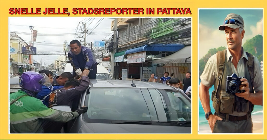 Dronken bartender slaapt in de auto zijn roes uit op Phothisan Road en veroorzaakt grote verkeersopstopping in Pattaya