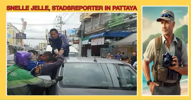 Dronken bartender slaapt in de auto zijn roes uit op Phothisan Road en veroorzaakt grote verkeersopstopping in Pattaya