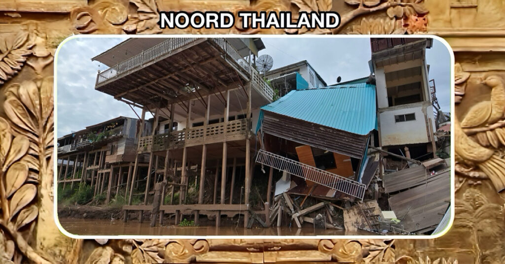 Ramp in Noord-Thailand: Marktgebouwen langs de Nan-rivier zakken door aardverschuiving de rivier in