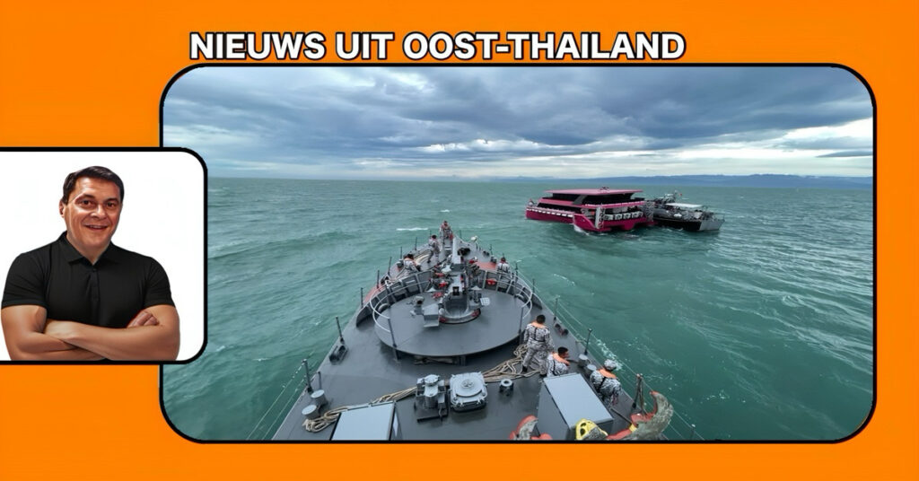 De veerboot van Koh Kood zonk in de Golf van Thailand, dankzij de hulp van de marine werd erger voorkomen.