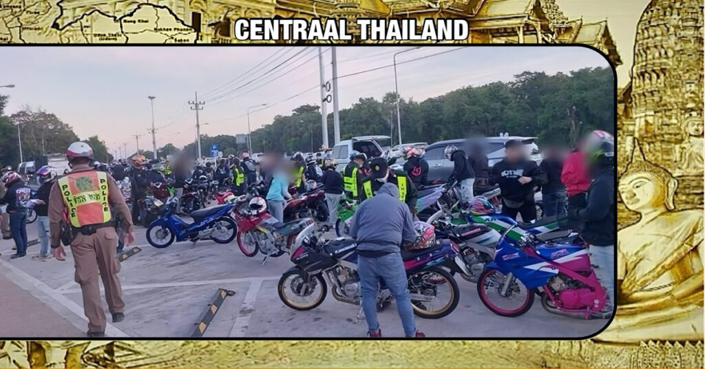 Politie in Thailand gaat  “een spaak in het wiel”, steken nadat een motorrally verschillende ongelukken liet zien